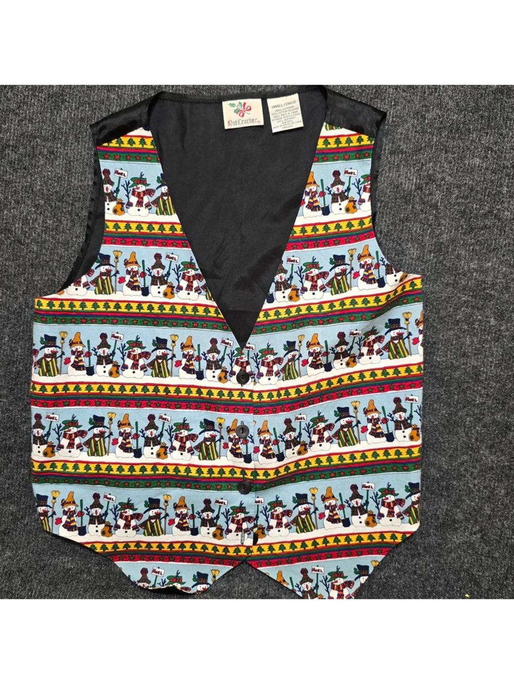 Vtg NutCracker Snowman Christmas Vest Small Ugly Sweater Party Holiday Coquette